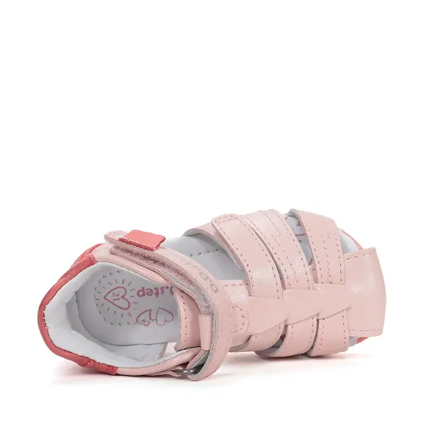 Sandale fete cu barete si ajustare cu 2 scaiuri, piele naturala, talpa flexibila, roz sidef, D.D.Step_G111-61843D-20_Pebebe