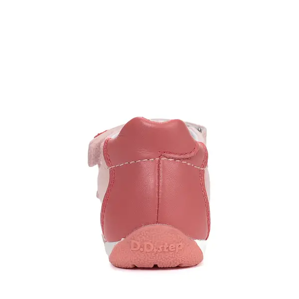 Sandale fete cu barete si ajustare cu 2 scaiuri, piele naturala, talpa flexibila, roz sidef, D.D.Step_G111-61843D-20_Pebebe