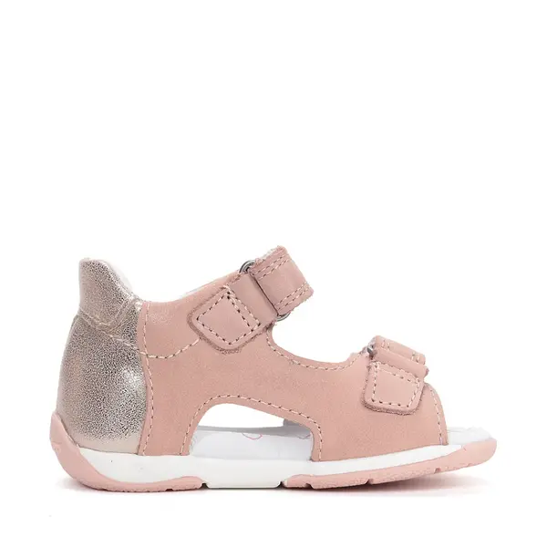 Sandale fete cu varf deschis, piele naturala, talpa flexibila, roz deschis, D.D. Step_G111-61179C-21_Pebebe