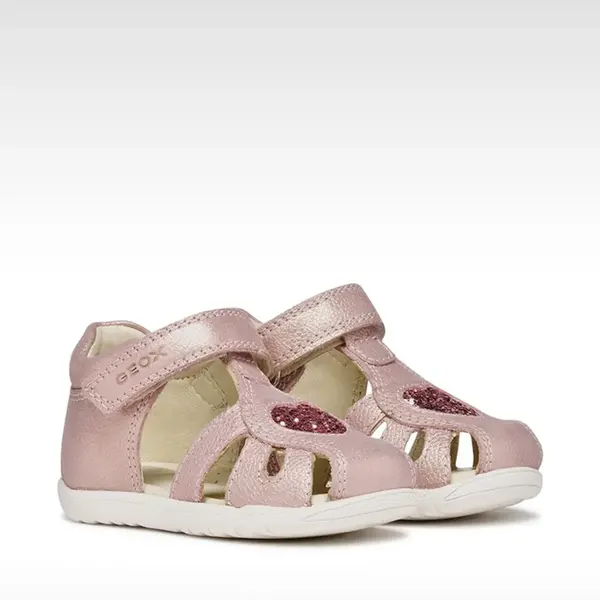 Sandale fete Geox, piele naturala, Macchia, Roz cu inimioara_B654WA-0MAEW-C8172-24_Pebebe