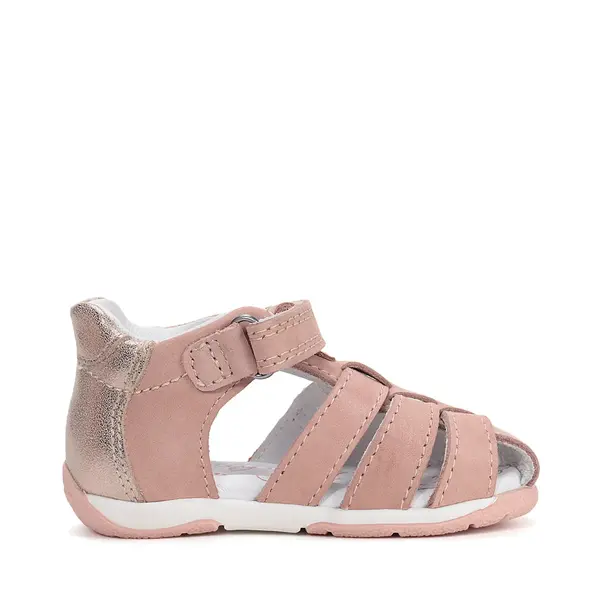 Sandale fete cu barete si ajustare cu 2 scaiuri, piele naturala, talpa flexibila, roz, D.D.Step_G111-61843CM-29_Pebebe
