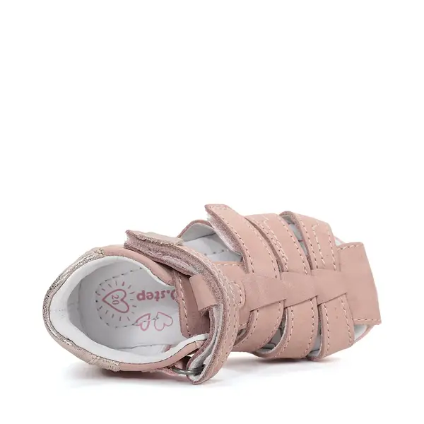 Sandale fete cu barete si ajustare cu 2 scaiuri, piele naturala, talpa flexibila, roz, D.D.Step_G111-61843C-20_Pebebe