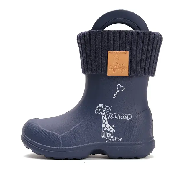 Cizme de ploaie pentru baieti,  D.D.Step, bleumarin, din cauciuc cu interior textil detașabil, brant termic_SI106-52820-20/21_Pebebe