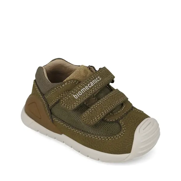 Pantofi Biomecanics baieti, piele naturala si material textil, Biogateo Casual, khaki_261127-B788-20_Pebebe
