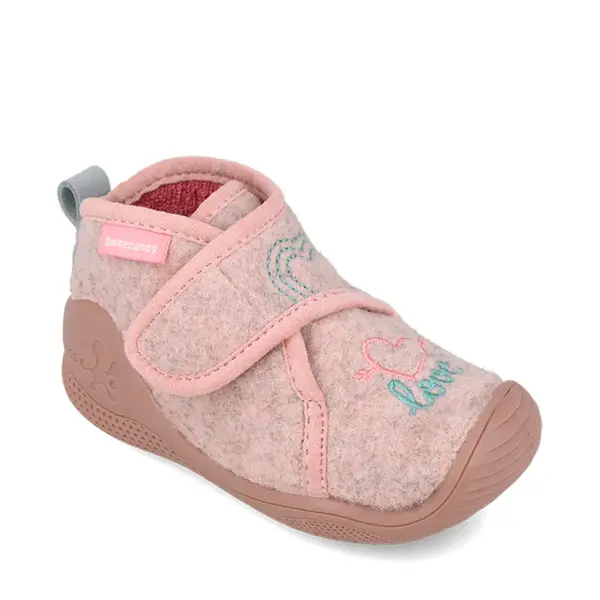 Pantofi Biomecanics fete, material textil, sustinere calcai, Biohome, roz cu inimioare_261181-B032-20_Pebebe