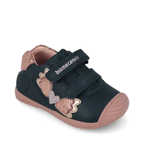 Pantofi Biomecanics fete, piele naturala, Biogateo Casual, bleumarin cu fluturas_261104-A183-19_Pebebe