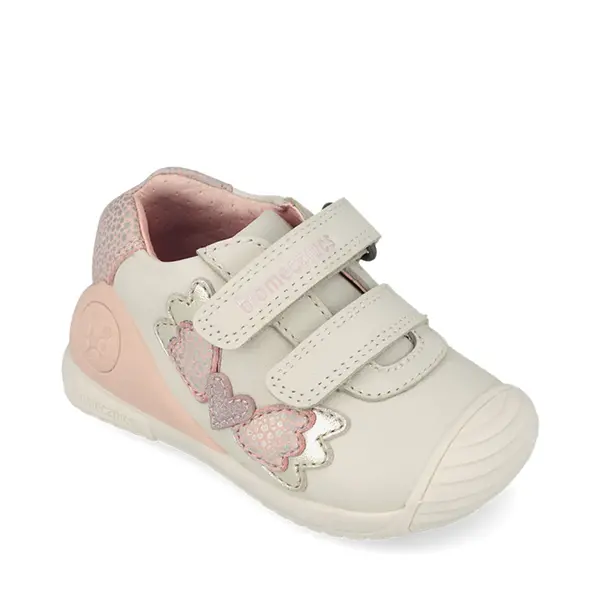 Pantofi Biomecanics fete, piele naturala, Biogateo Casual, crem cu fluturas_261104-C695-19_Pebebe