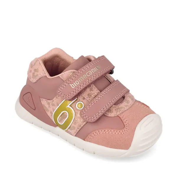 Pantofi Biomecanics fete, piele naturala, Biogateo Casual, roz cu auriu_261108-B159-20_Pebebe