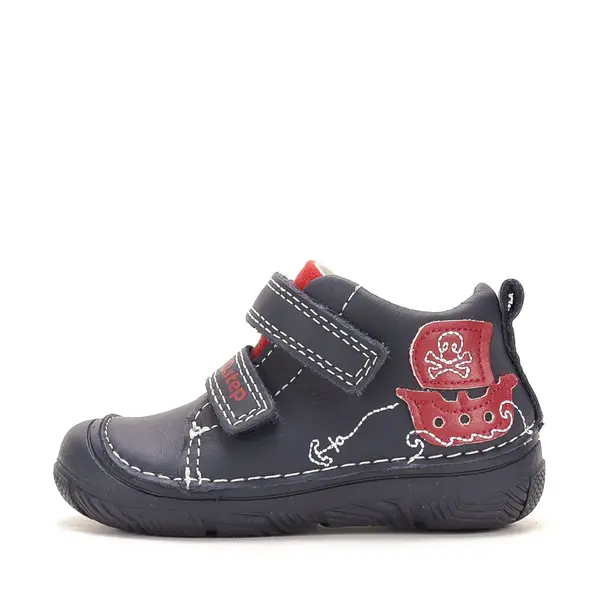 Pantofi D.D Step Baieti, piele naturală, captuseală din piele, talpă flexibilă, bleumarin, corabie pirati_S082-62627-20_Pebebe