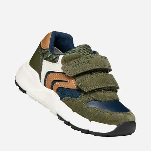 Pantofi Geox Baieti, piele naturala, brant antibacterian, Flexyper mini, khaki_B656GC-05422-CB36N-20_Pebebe