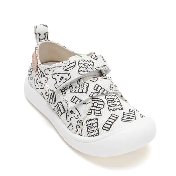 Pantofi de Colorat, D.D Step din panaza, alb cu design litere_C100-71174-22_Pebebe