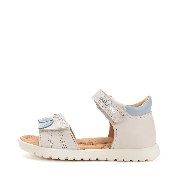 Sandale D.D Step fete, piele naturala, talpa felxibila, alb cu imprimeu_G055-61642L-32_Pebebe