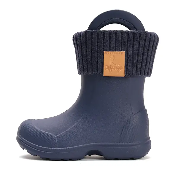 Cizme de ploaie pentru baieti,  D.D.Step, bleumarin, din cauciuc cu interior textil detașabil, brant termic_SI106-52820-20/21_Pebebe
