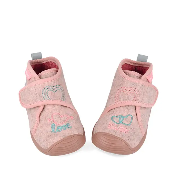 Pantofi Biomecanics fete, material textil, sustinere calcai, Biohome, roz cu inimioare_261181-B032-20_Pebebe