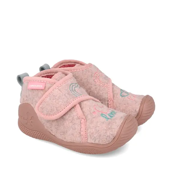 Pantofi Biomecanics fete, material textil, sustinere calcai, Biohome, roz cu inimioare_261181-B032-20_Pebebe