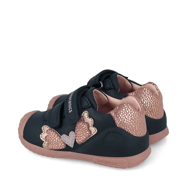 Pantofi Biomecanics fete, piele naturala, Biogateo Casual, bleumarin cu fluturas_261104-A183-19_Pebebe