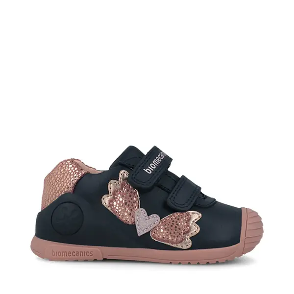 Pantofi Biomecanics fete, piele naturala, Biogateo Casual, bleumarin cu fluturas_261104-A183-19_Pebebe