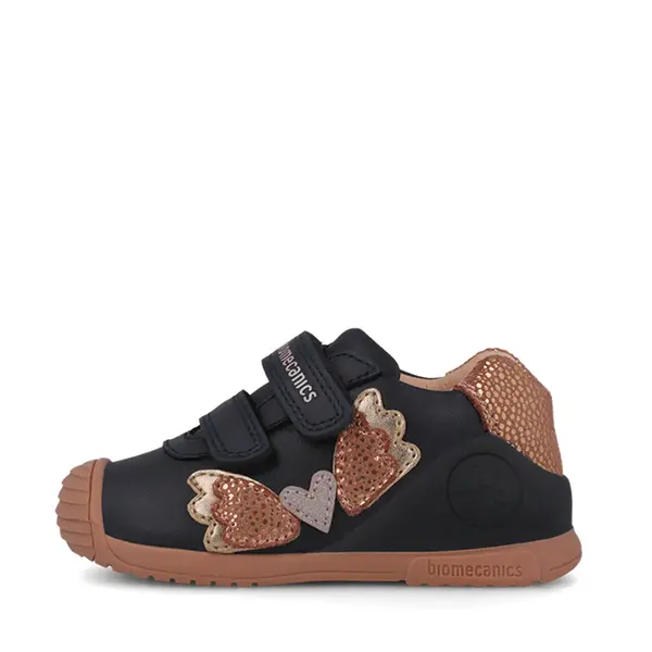 Pantofi Biomecanics fete, piele naturala, Biogateo Casual, bleumarin cu fluturas_261104-A183-19_Pebebe