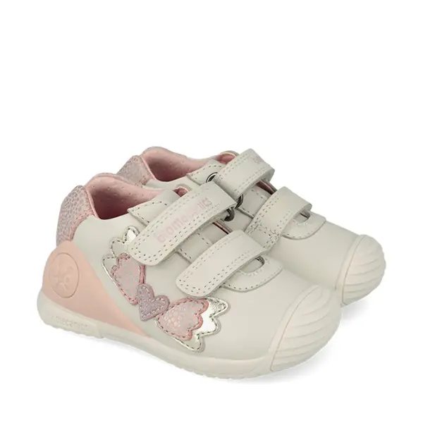 Pantofi Biomecanics fete, piele naturala, Biogateo Casual, crem cu fluturas_261104-C695-19_Pebebe