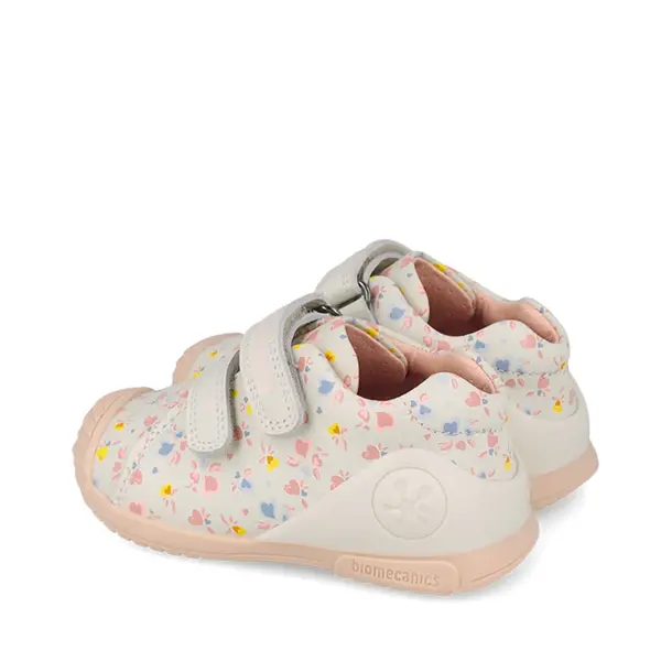 Pantofi Biomecanics, fete, piele naturala, Biogateo Casual, crem print inimioare_261102-C695-19_Pebebe