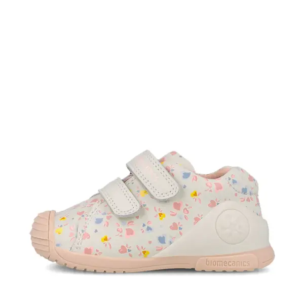 Pantofi Biomecanics, fete, piele naturala, Biogateo Casual, crem print inimioare_261102-C695-19_Pebebe