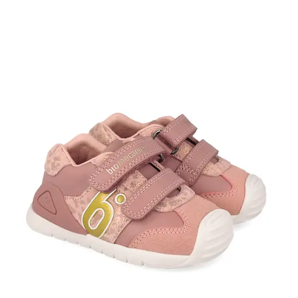 Pantofi Biomecanics fete, piele naturala, Biogateo Casual, roz cu auriu_261108-B159-20_Pebebe