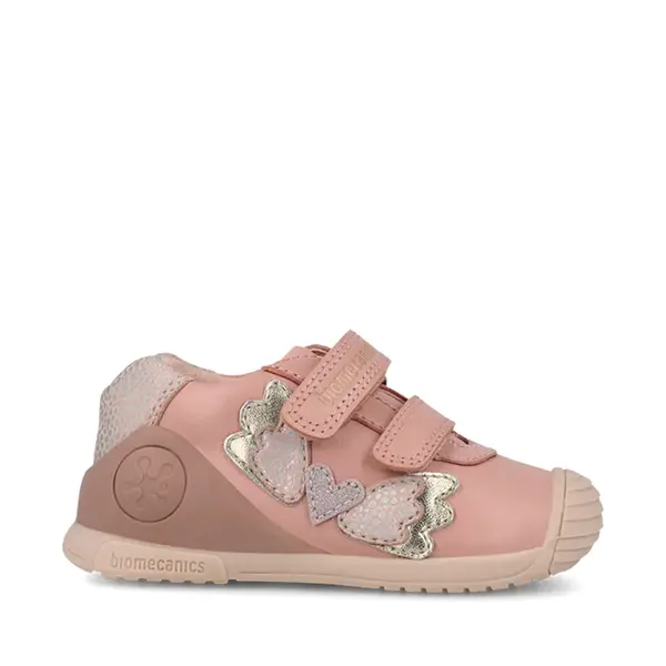 Pantofi Biomecanics fete, piele naturala, Biogateo Casual, roz cu fluturas_261104-B193-19_Pebebe