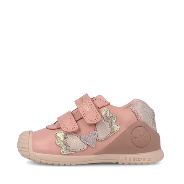 Pantofi Biomecanics fete, piele naturala, Biogateo Casual, roz cu fluturas_261104-B193-19_Pebebe