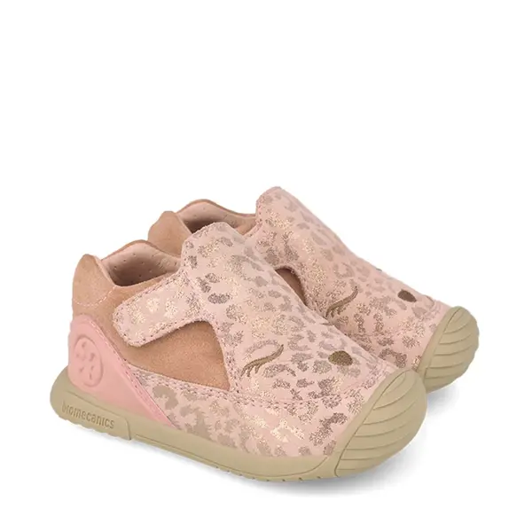 Pantofi Biomecanics, fete, piele naturala, Biogateo Casual, roz prafuit imprimeu pisicuta_261105-B193-19_Pebebe