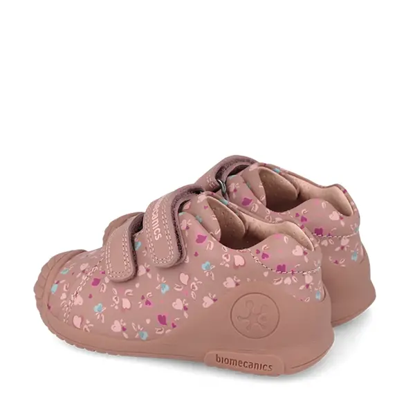 Pantofi Biomecanics, fete, piele naturala, Biogateo Casual, roz print inimioare_261102-B159-19_Pebebe