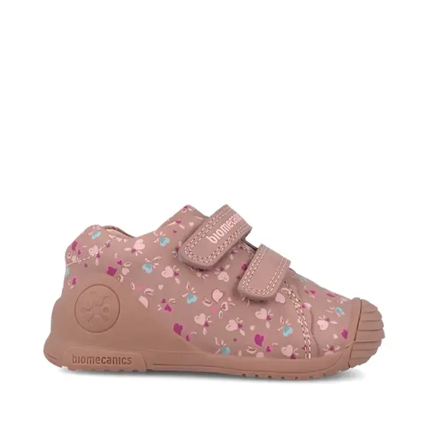 Pantofi Biomecanics, fete, piele naturala, Biogateo Casual, roz print inimioare_261102-B159-19_Pebebe
