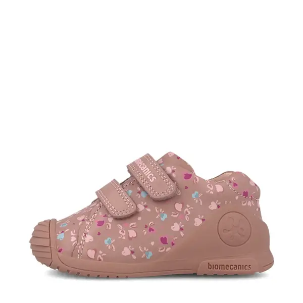 Pantofi Biomecanics, fete, piele naturala, Biogateo Casual, roz print inimioare_261102-B159-19_Pebebe