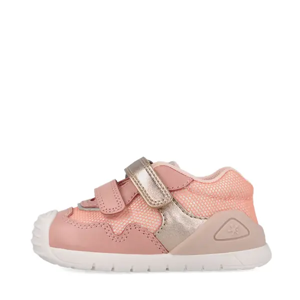 Pantofi Biomecanics fete, piele naturala si material textil, Biogateo Casual, roz cu auriu_261107-B193-19_Pebebe