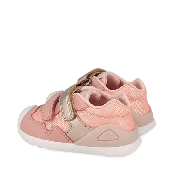 Pantofi Biomecanics fete, piele naturala si material textil, Biogateo Casual, roz cu auriu_261107-B193-19_Pebebe