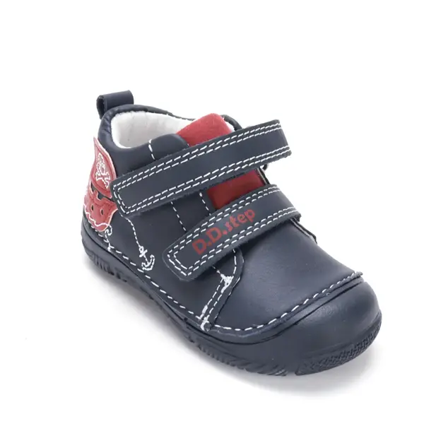 Pantofi D.D Step Baieti, piele naturală, captuseală din piele, talpă flexibilă, bleumarin, corabie pirati_S082-62627-20_Pebebe