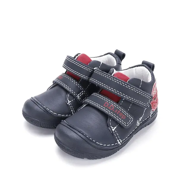 Pantofi D.D Step Baieti, piele naturală, captuseală din piele, talpă flexibilă, bleumarin, corabie pirati_S082-62627-20_Pebebe