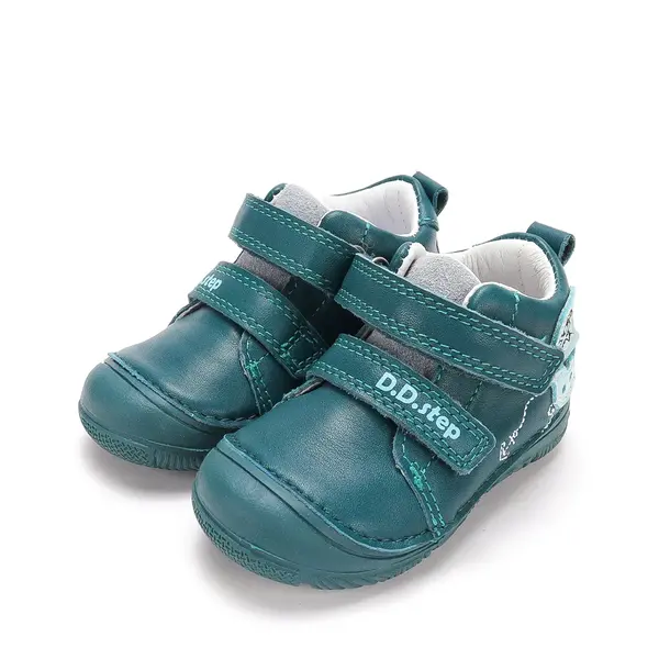 Pantofi D.D Step baieti, piele naturală, captuseală din piele, talpă flexibilă, verde smarald, corabie pirati_S082-62627B-20_Pebebe