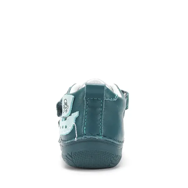 Pantofi D.D Step baieti, piele naturală, captuseală din piele, talpă flexibilă, verde smarald, corabie pirati_S082-62627B-20_Pebebe