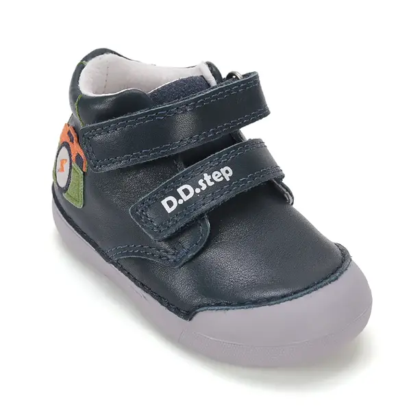 Pantofi D.D.Step baieti, piele naturală, primii pași, bleumarin, talpă flexibilă, model aparat foto_S066-62216-20_Pebebe