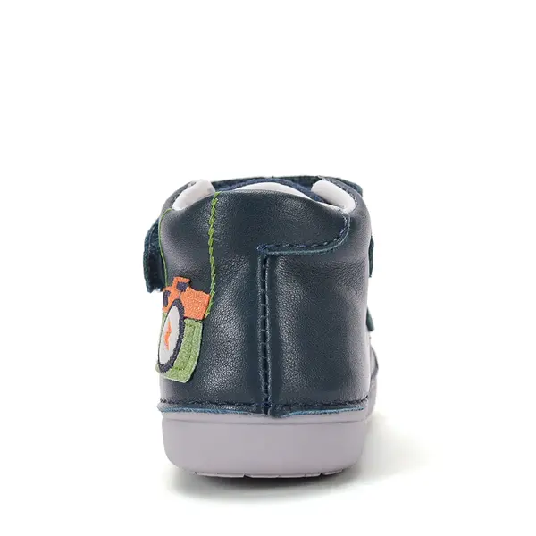 Pantofi D.D.Step baieti, piele naturală, primii pași, bleumarin, talpă flexibilă, model aparat foto_S066-62216-20_Pebebe