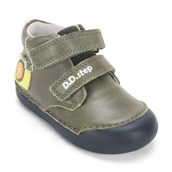 Pantofi D.D.Step baieti, piele naturală, primii pași, khaki, talpă flexibilă, model aparat foto_S066-62216A-20_Pebebe