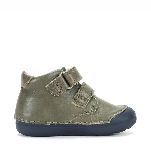 Pantofi D.D.Step baieti, piele naturală, primii pași, khaki, talpă flexibilă, model aparat foto_S066-62216A-20_Pebebe
