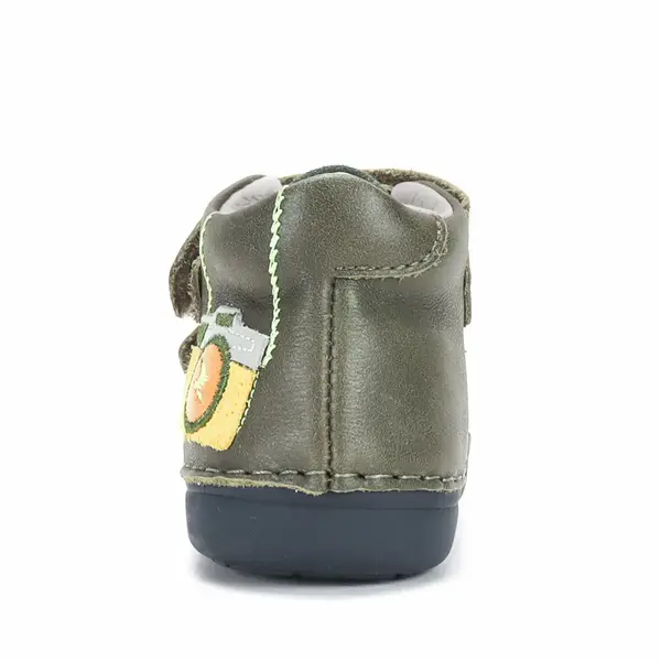 Pantofi D.D.Step baieti, piele naturală, primii pași, khaki, talpă flexibilă, model aparat foto_S066-62216A-20_Pebebe