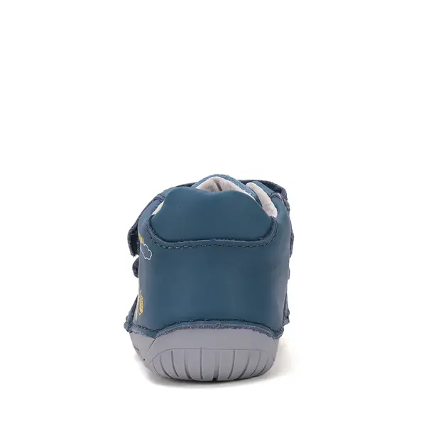 Pantofi D.D. Step Barefoot, baieti, piele naturala, primii pasi, albastru, design excavator_S070-62964B-20_Pebebe