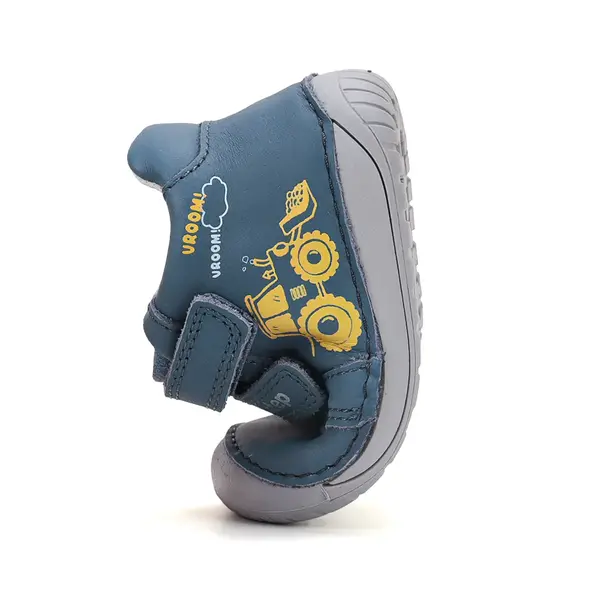 Pantofi D.D. Step Barefoot, baieti, piele naturala, primii pasi, albastru, design excavator_S070-62964B-20_Pebebe