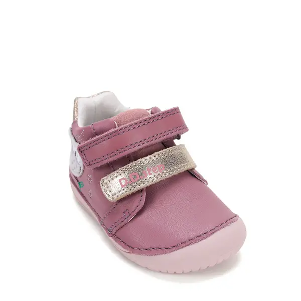 Pantofi D.D. Step,Barefoot, fete, piele naturala, primii pasi, mov, design cu bufnita_S070-62659B-20_Pebebe