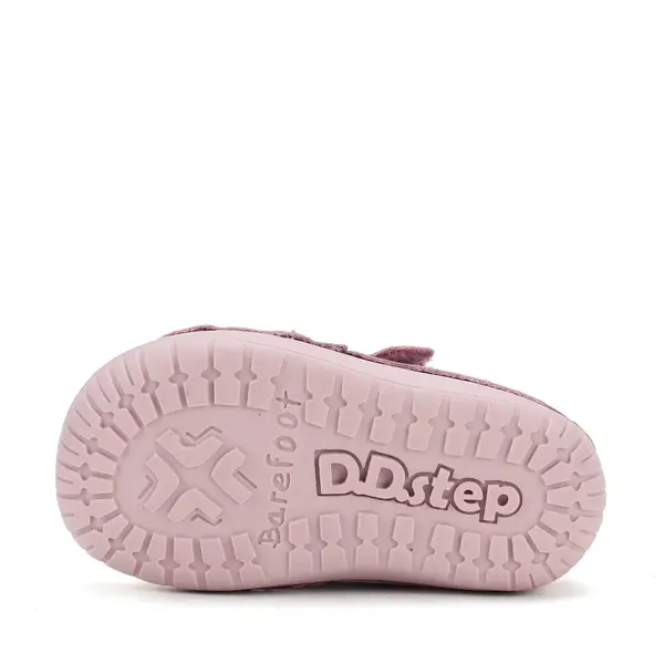 Pantofi D.D. Step,Barefoot, fete, piele naturala, primii pasi, mov, design cu bufnita_S070-62659B-20_Pebebe