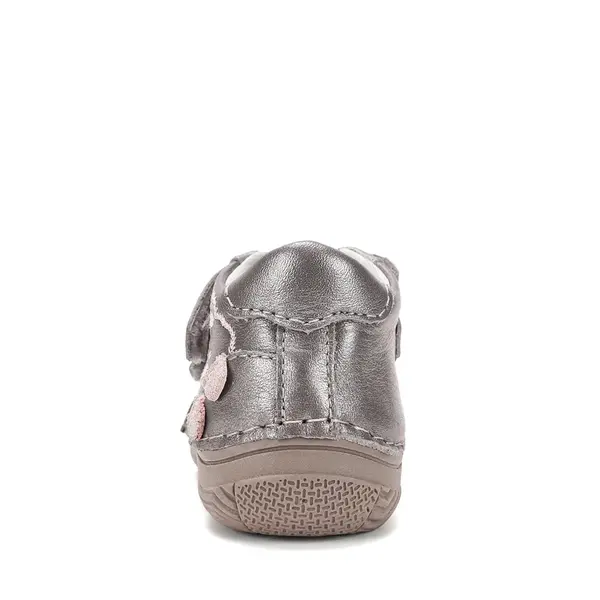 Pantofi D.D Step Fete, piele naturală, captuseală din piele, talpă flexibilă, argintiu, cu ursulet_S082-62150B-20_Pebebe
