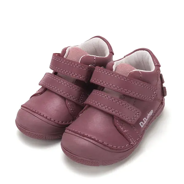 Pantofi D.D Step Fete, piele naturală, captuseală din piele, talpă flexibilă, mov, cu ursulet_S082-62150A-20_Pebebe