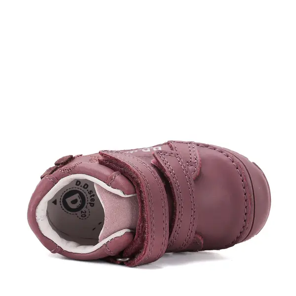 Pantofi D.D Step Fete, piele naturală, captuseală din piele, talpă flexibilă, mov, cu ursulet_S082-62150A-20_Pebebe